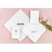 Groom's Hanky w/Black Embroidery