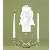 White Graceful Ties Unity Candle Set