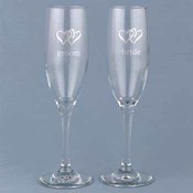 Linked Heart Bride &amp; Groom Flutes