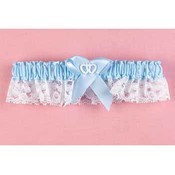 Blue Double Heart Garter Narrow Lace