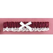 Burgundy Ribbon &amp; Lace Garter