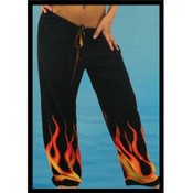 Junior Flame Print Rayon Drawstring Beach Pants