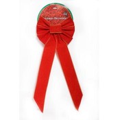 18" Red Velvet Christmas Bow with Gold Trim