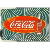 Coke Sunburst Porcelain  Enamel Sign