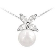 Pearl Cubic Zirconia Butterfly Necklace