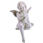 Alabaster Sitting Cherub With Bird