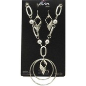 Silver Hoop Necklace & Earrings Set(Case of 72)