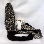 Elastic Head Band - Black and Animal Print