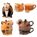 Hand Painted Ceramic Cat Tea Pots (Set of 4)