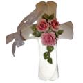 Porcelain Rose Cross Plaque