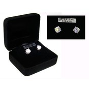 Sterling Silver CZ Earrings in Black Gift Box