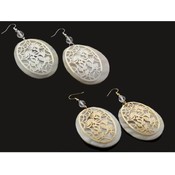 Metal on Shell Earrings Silver(Case of 3)