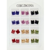 12 CZ Emerald Cut Earrings w/ Stand Up Display