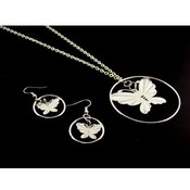 Floating Butterfly Necklace and Earring Set