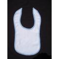 Terry Baby Bib - White With Blue Binding