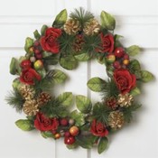 18" Diameter Red Rose Christmas Wreath(Case of 10)