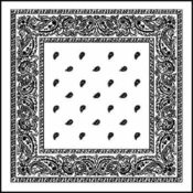 White Paisley Bandanas - Dozen Packed 22x22