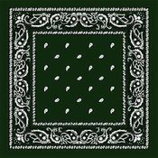 Hunter Green Paisley Bandanas - Dozen Packed 22x22