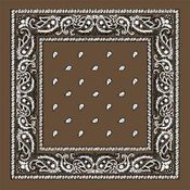 Brown Paisley Bandanas - Dozen Packed 22x22