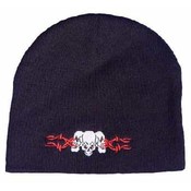 Barbed Wire Skulls Embroidered Black Beanie - Doze
