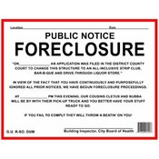 Fake Foreclosure Novelty Notice