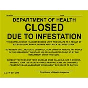 Fake Infestation Novelty Notice