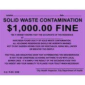 Fake Solid Waste Contamination Novelty Notice