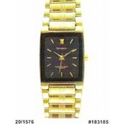 Armitron Mens Dress Watch with Black Rectangle Dial and Goldtone Band