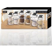 7 Pc. Chrome Spice Rack W/Glass Canisters