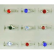 Ladies Austrian Crystal Rings w/Colored Stones