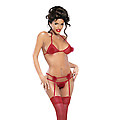 Women's Marabou Peek-A-Boo Bra, Garter &amp; G-String