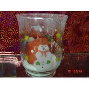 Snowman Christmas Glass Votive Cup