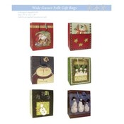 Christmas Wide Gusset Gift Bags - Folk Designs