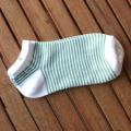 Womens Green Striped Ankle Sock
