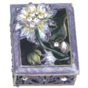 Bejeweled Pewter Trinket Box Flowers
