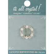 Genuine Rhinestone Buckle 30mm Circle-Silver/Pearl