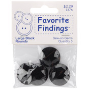 Favorite Findings Sew-On Round Gems-Large Black 5/