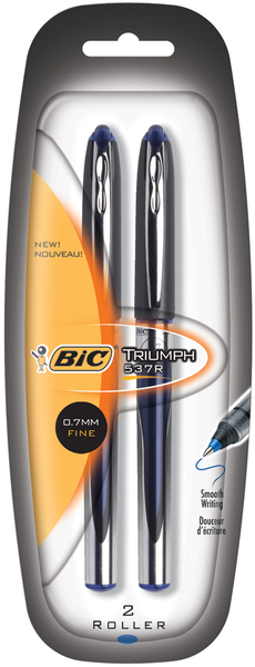 Bic Triumph Roller Pen Fine Point 2/Pkg-Blue