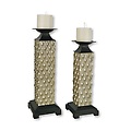 Set of 2 Candleholders - Gold