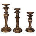 Set of 3 Candleholders - Antique Gold