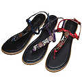 Ladies Black Thong Sandals w/ Accented Straps Asst(Case of 18)