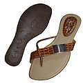 Ladies Thong w/ Imitation Snakeskin Strap -Brown