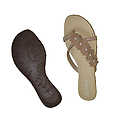 Ladies Flower Strap Toe Ring Thong-Beige