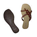 Ladies Flower Strap Toe Ring Thong-Brown