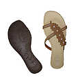 Ladies Flower Strap Toe Ring Thong-Tan