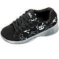 Kid's Light Up Sneaker w/ Skulls- Black/Blue(Case of 18)