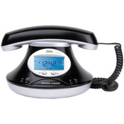 Jwin Black Vintage Phone W/ Alarm