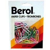 Berol 100 Piece Color Paper Clips