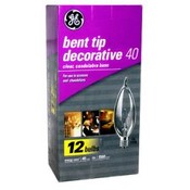 GE 12 Pack Bent Tip 40W Clear Candelabra Bulbs