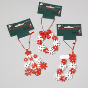 Clay Shiny Red/White Floral Ornaments